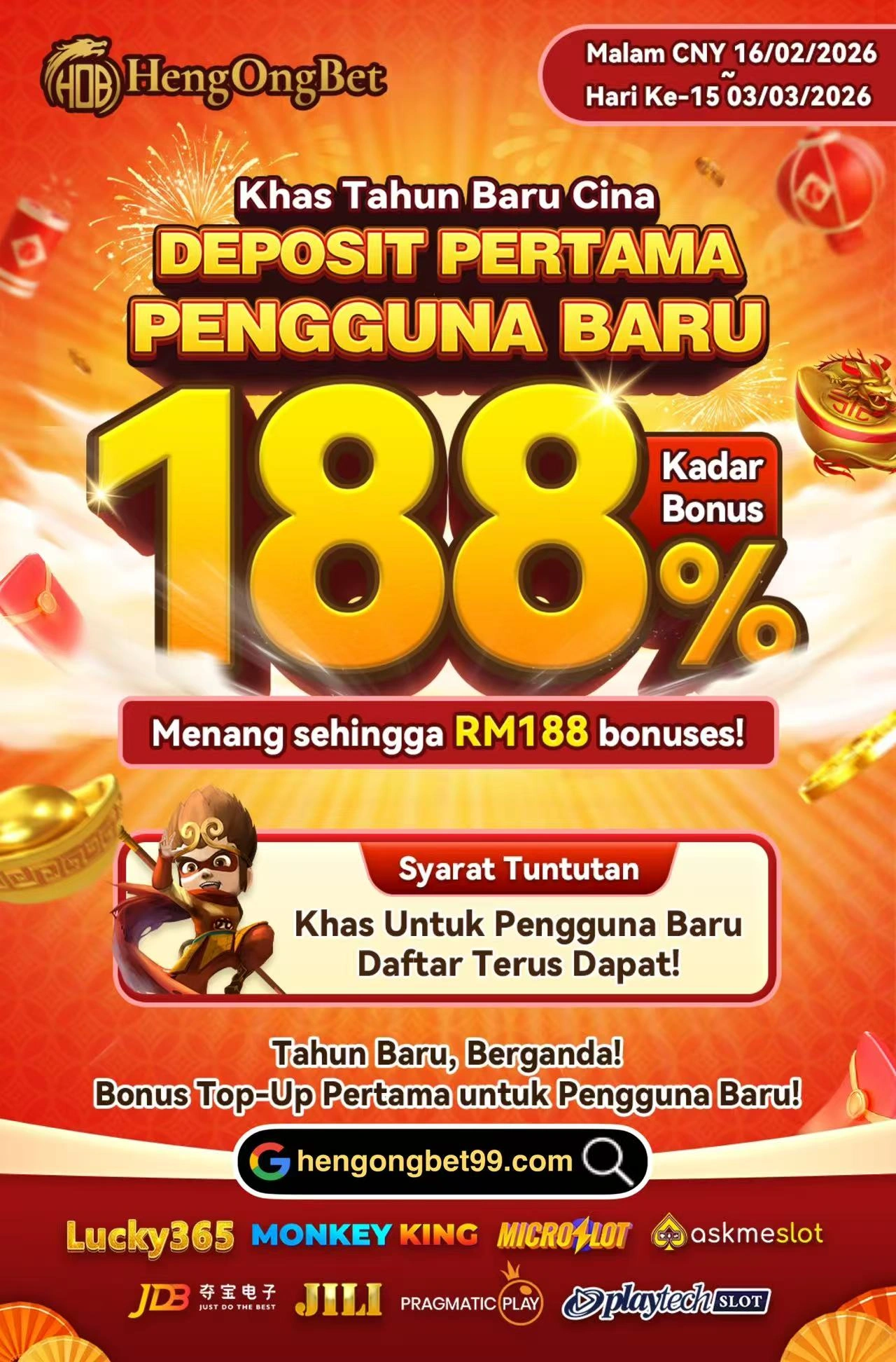 HengOngBet CNY New User Bonus MY 2